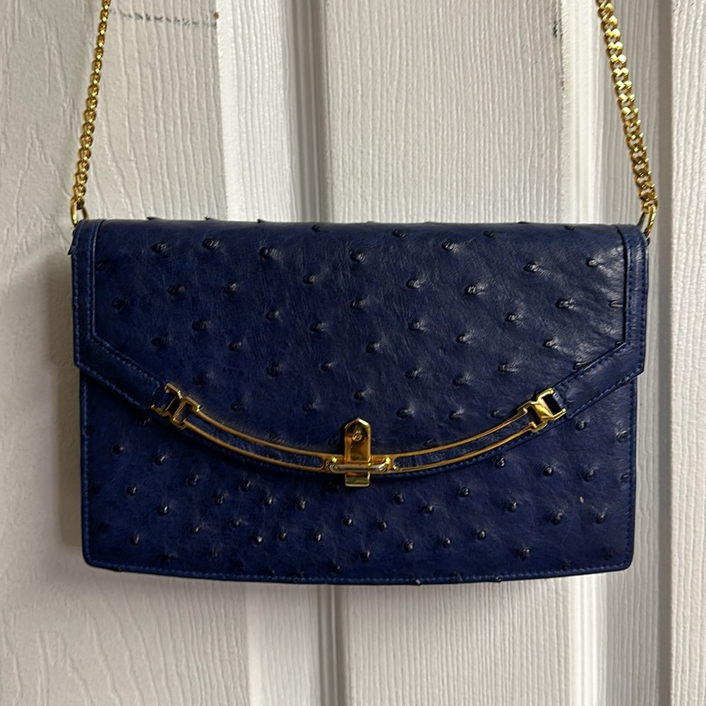 Comtesse - Ostrich Leather shoulder bag crossbody bag handbag clutch.